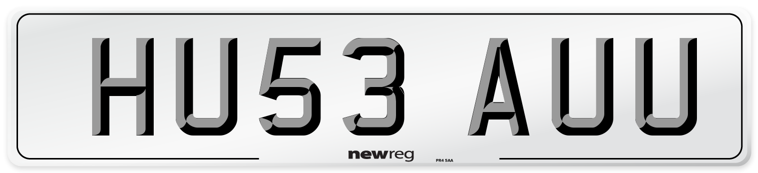 HU53 AUU Number Plate from New Reg